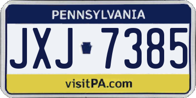 PA license plate JXJ7385