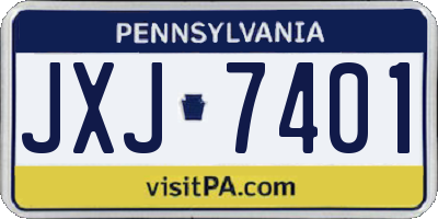 PA license plate JXJ7401