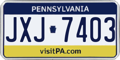 PA license plate JXJ7403