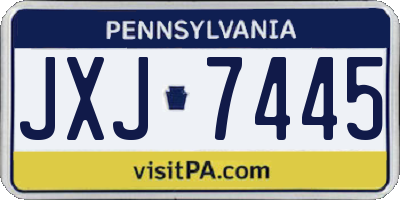 PA license plate JXJ7445