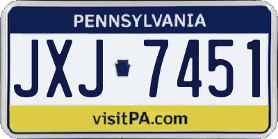 PA license plate JXJ7451