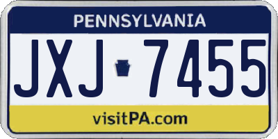 PA license plate JXJ7455