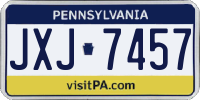 PA license plate JXJ7457