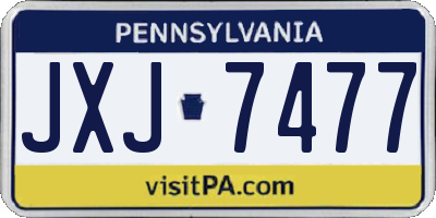 PA license plate JXJ7477