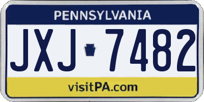 PA license plate JXJ7482