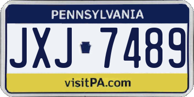 PA license plate JXJ7489