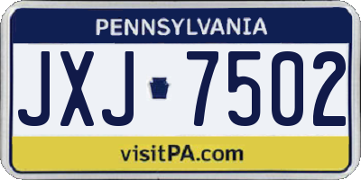 PA license plate JXJ7502
