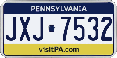 PA license plate JXJ7532