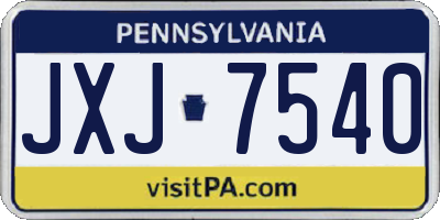 PA license plate JXJ7540