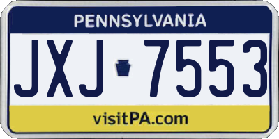 PA license plate JXJ7553