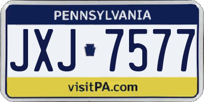 PA license plate JXJ7577