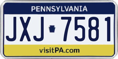 PA license plate JXJ7581