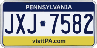 PA license plate JXJ7582