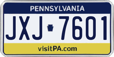 PA license plate JXJ7601