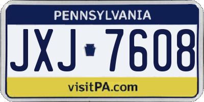 PA license plate JXJ7608