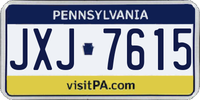 PA license plate JXJ7615