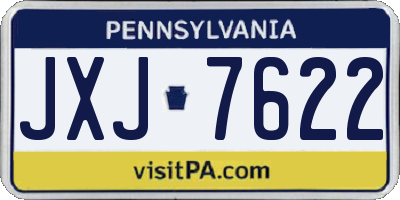 PA license plate JXJ7622