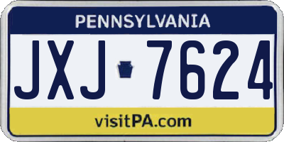 PA license plate JXJ7624