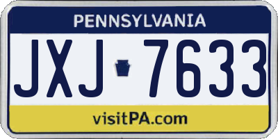 PA license plate JXJ7633