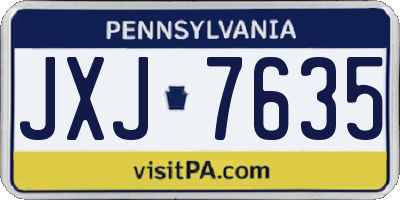 PA license plate JXJ7635