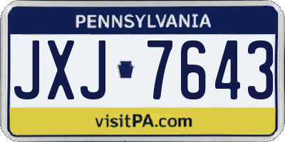 PA license plate JXJ7643