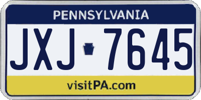 PA license plate JXJ7645