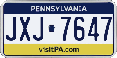 PA license plate JXJ7647
