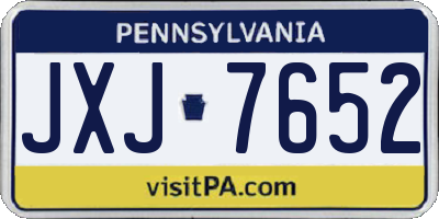 PA license plate JXJ7652