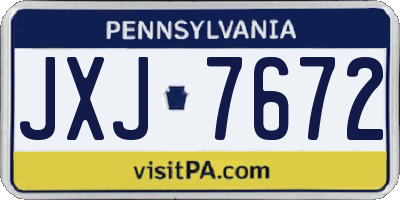 PA license plate JXJ7672