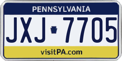 PA license plate JXJ7705