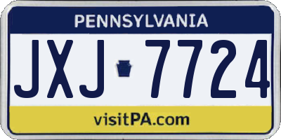 PA license plate JXJ7724