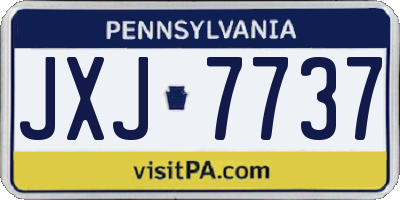 PA license plate JXJ7737