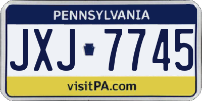 PA license plate JXJ7745