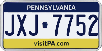 PA license plate JXJ7752