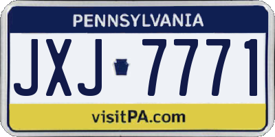 PA license plate JXJ7771
