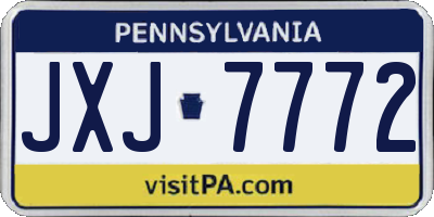PA license plate JXJ7772