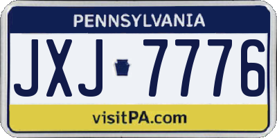 PA license plate JXJ7776