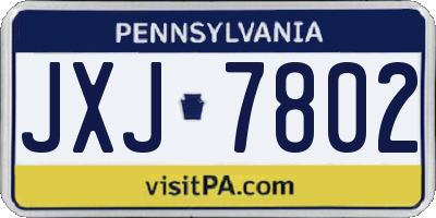 PA license plate JXJ7802
