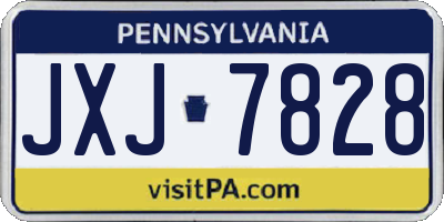 PA license plate JXJ7828
