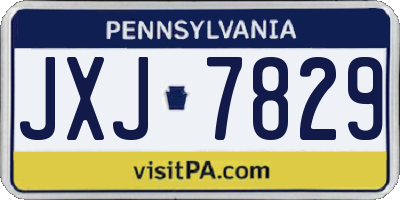 PA license plate JXJ7829