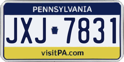 PA license plate JXJ7831