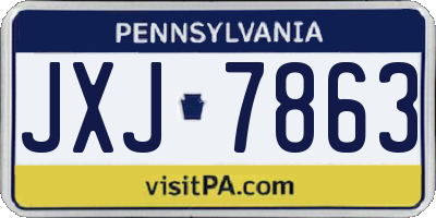 PA license plate JXJ7863