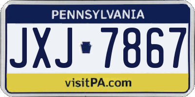 PA license plate JXJ7867