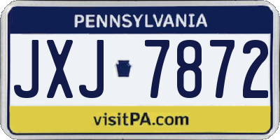PA license plate JXJ7872