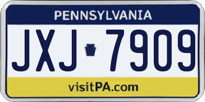 PA license plate JXJ7909