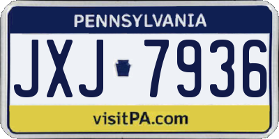 PA license plate JXJ7936