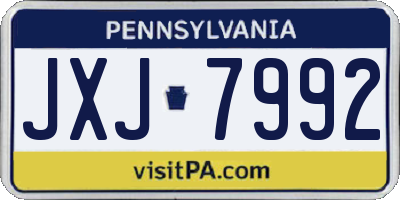 PA license plate JXJ7992