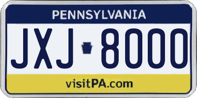 PA license plate JXJ8000