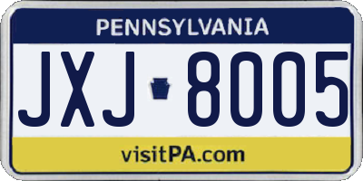 PA license plate JXJ8005