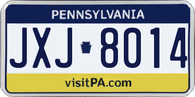 PA license plate JXJ8014